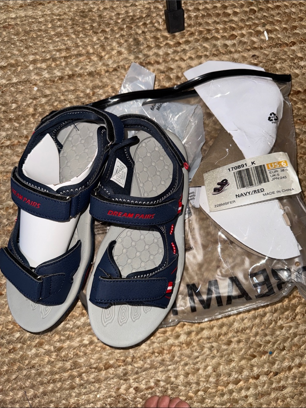 Dream Pairs Kids Navy and Red Adjustable Sport Sandals